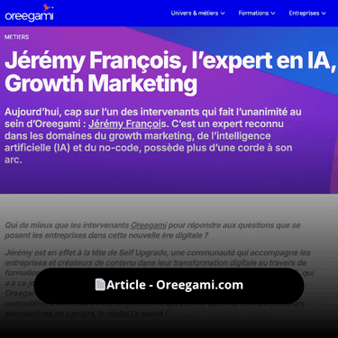 Jérémy François, l'expert en IA, No-Code et Growth Marketing - Oreegami